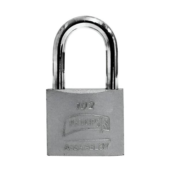 199513 PHILLIPS - Candado metalico 38mm llave tradicional gancho largo pulido en caja Phillips