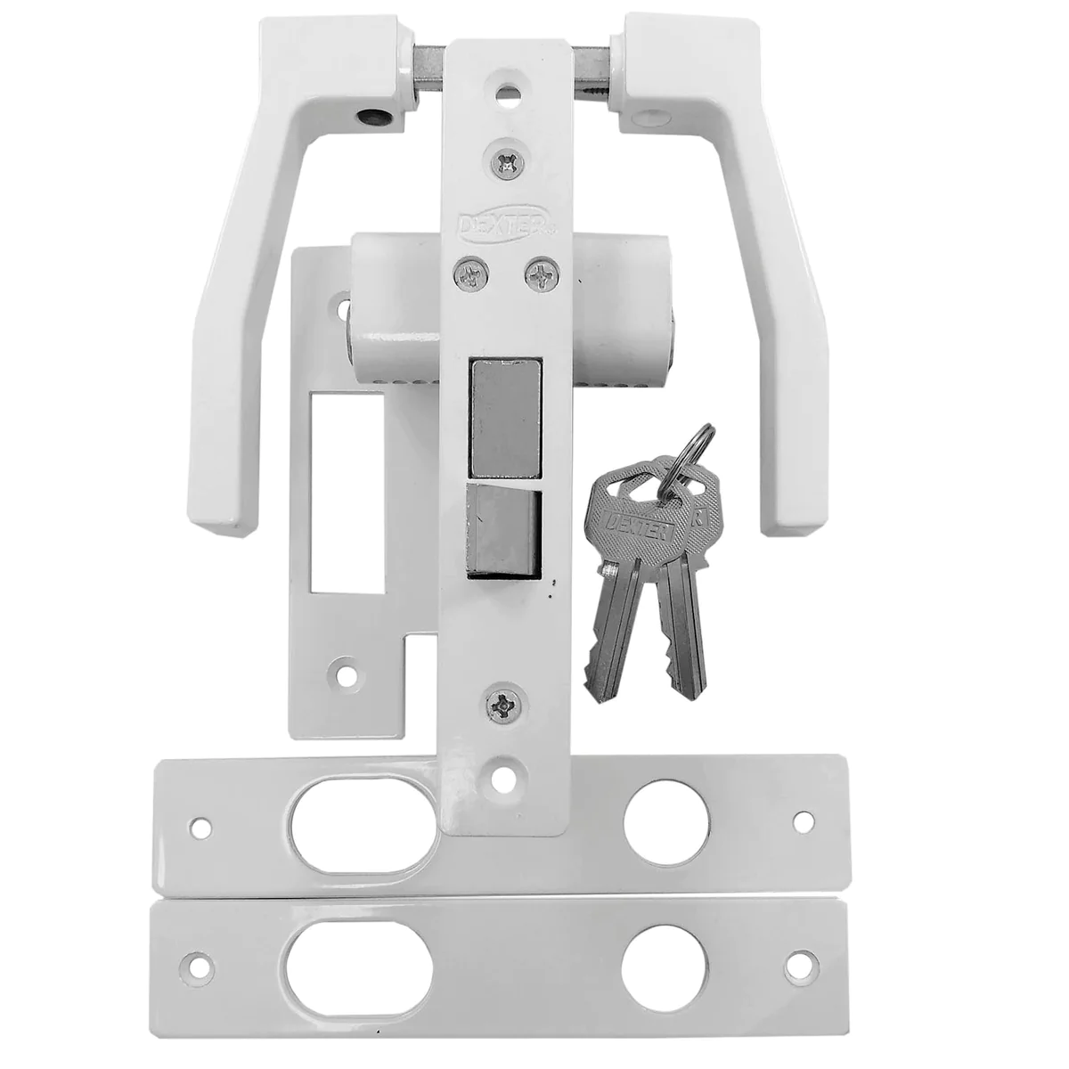 199852 DEXTER - Cerradura para perfil de aluminio con manija blanca Dexter