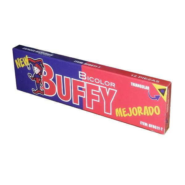 199904 BUFFY - Lapiz bicolor hexagonal delgado caja con 12pz Buffy