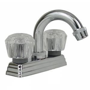 201353 RUGO - Mezcladora lavabo de bronce tipo curvo maneral acril 1/4 de vuelta cromada 24TL Rugo