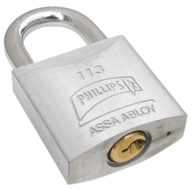 202085 PHILLIPS - Candado metalico 45mm llave tradicional gancho corto pulido en caja Phillips