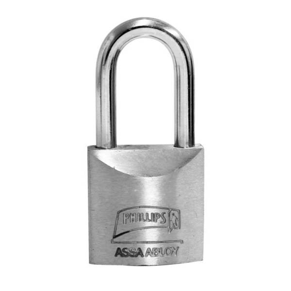 202086 PHILLIPS - Candado metalico 50mm llave tradicional gancho largo pulido en caja Phillips