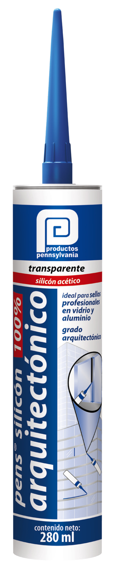 207308 PENSILVANIA - Silicon 100% cartucho 280ml transparente Arquitectonico Pennsylvania
