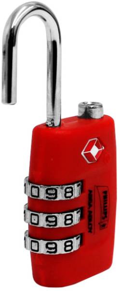 211019 PHILLIPS - Candado plastico 30mm combinacion 3 digitos rojo en blister Phillips