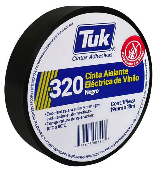211051 TUK - Cinta de aislar 19mm x 18mts negra 320 Tuk
