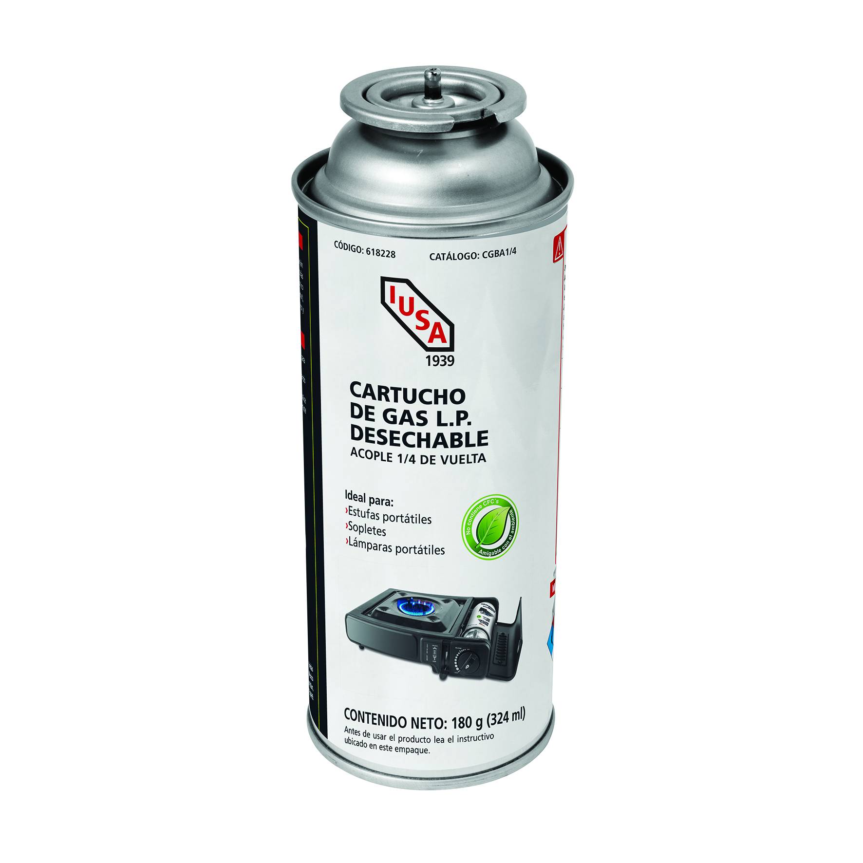 211819 IUSA - Tanque de gas desechable 180gr 1/4 de vuelta Iusa