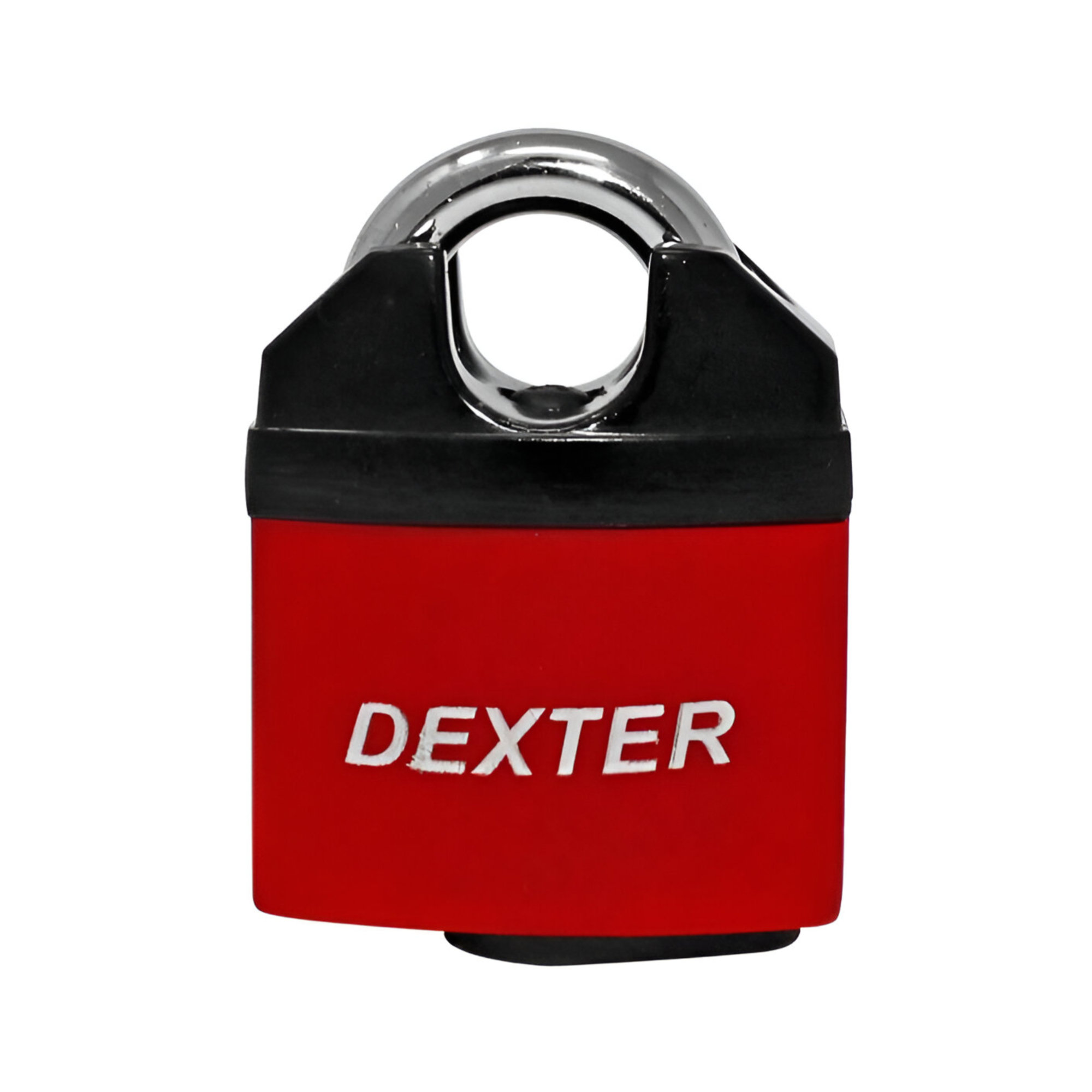 211874 DEXTER - Candado metalico 50mm llave antigua gancho protegido rojo/negro Dexter