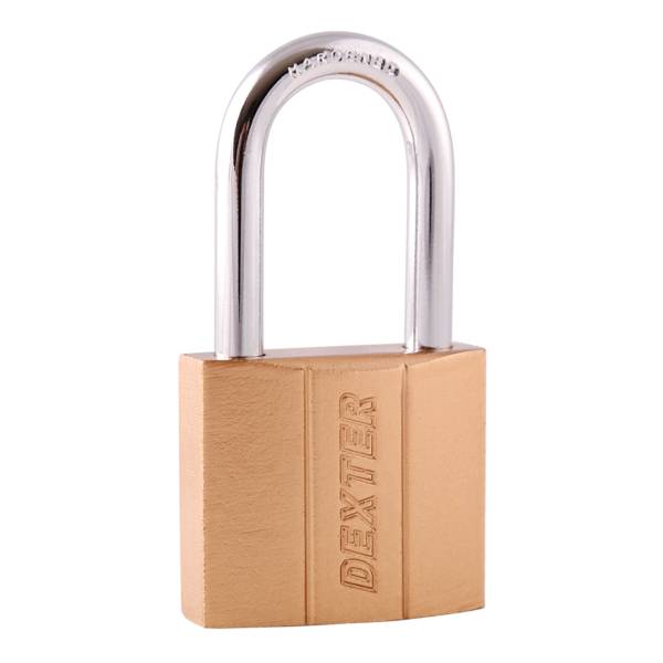 211892 DEXTER - Candado metalico 25mm llave tradicional gancho largo laton en caja Dexter