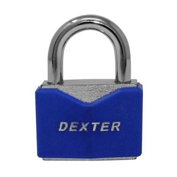 211905 DEXTER - Candado metalico 50mm llave tradicional gancho corto azul en blister Dexter
