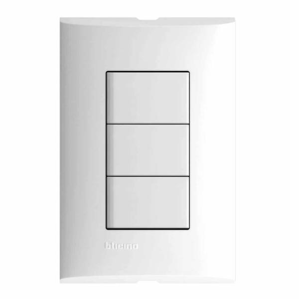 212324 FORZA - Placa 3 ventanas con 3 apagadores sencillos blanco Forza Bticino