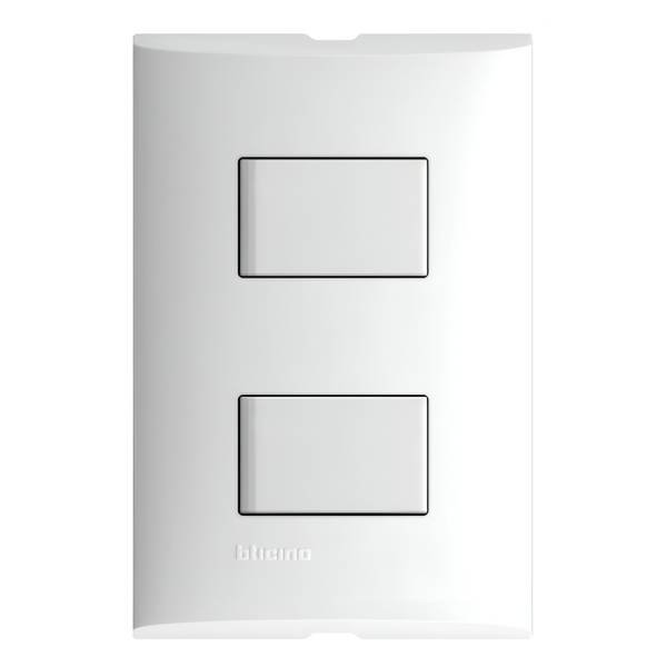 212326 FORZA - Placa 2 ventanas con apagador sencillo y apagador escalera blanco Forza Bticino
