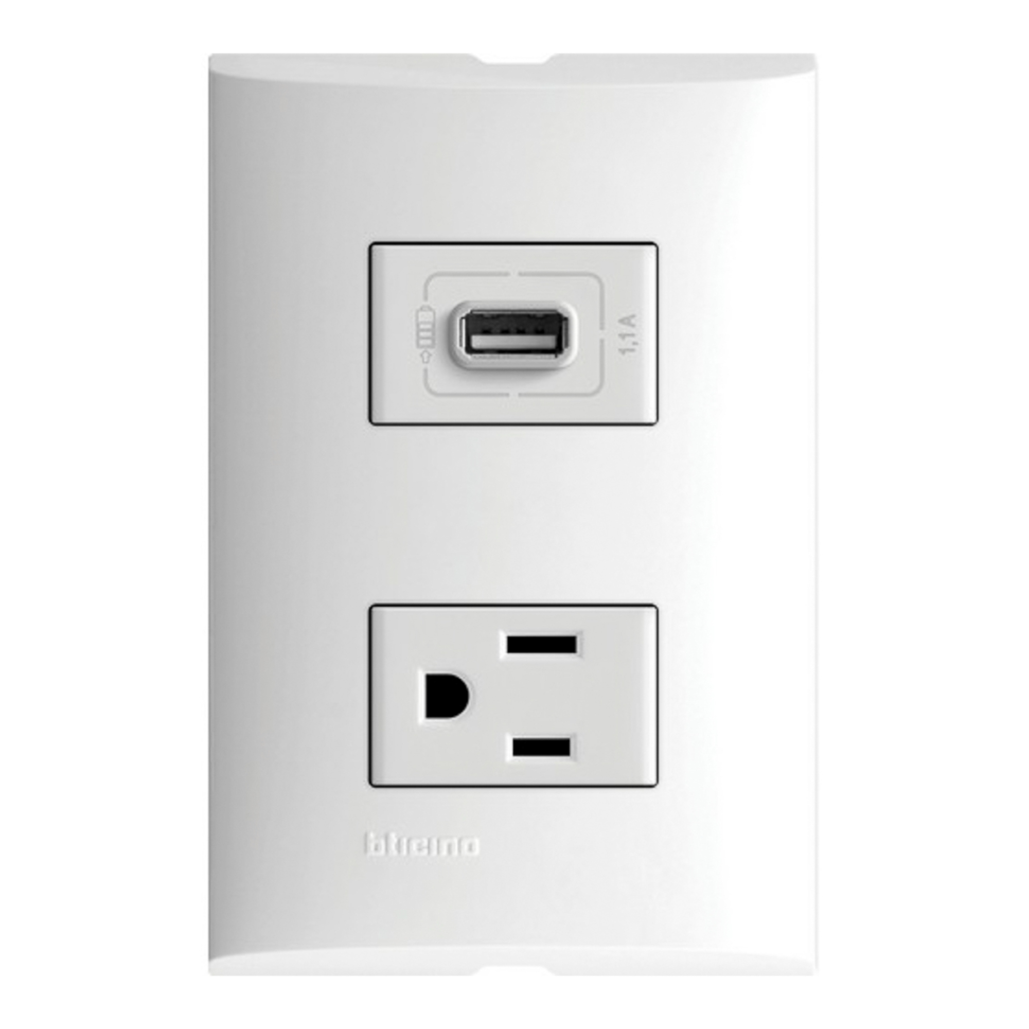 212329 FORZA - Placa 2 ventanas con contacto 2p+t y contacto USB blanco Forza Bticino