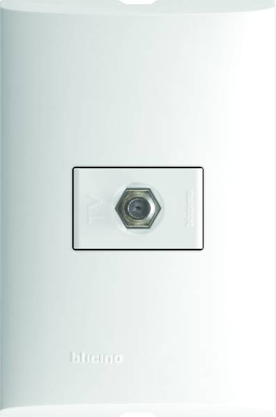 212335 FORZA - Placa 1 ventana con toma coaxial para TV blanco Forza Bticino