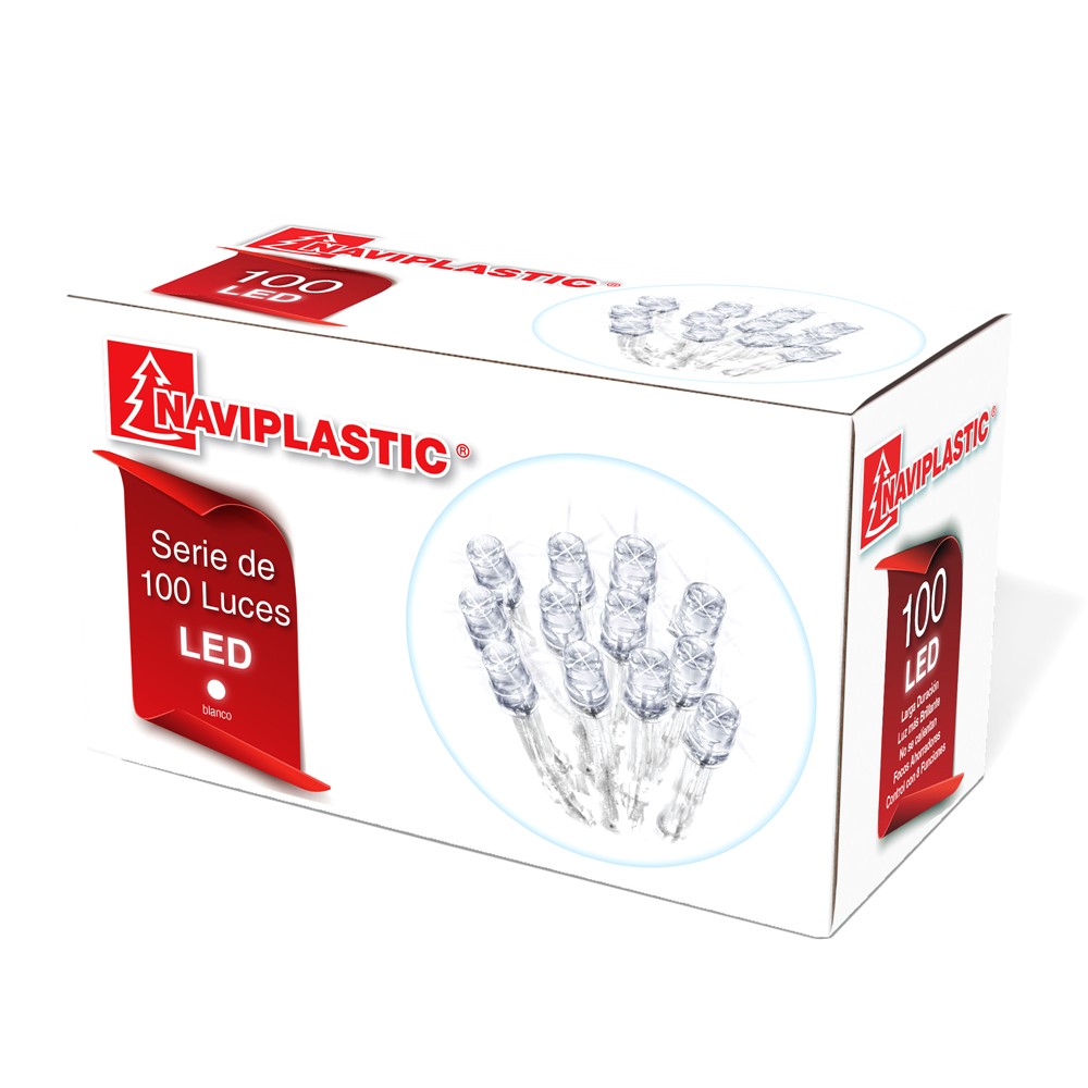 213441 NAVIPLASTIC - Serie navideña 100 luces cable transp LED 07w Luz blanca NAVIPLASTIC