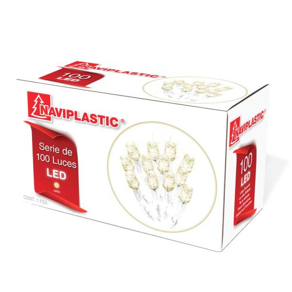 213443 NAVIPLASTIC - Serie navideña 100 luces cable transp LED 07w luz calida NAVIPLASTIC