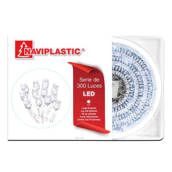 213444 NAVIPLASTIC - Serie navideña 300 luces cable transp LED 14w Luz blanca NAVIPLASTIC