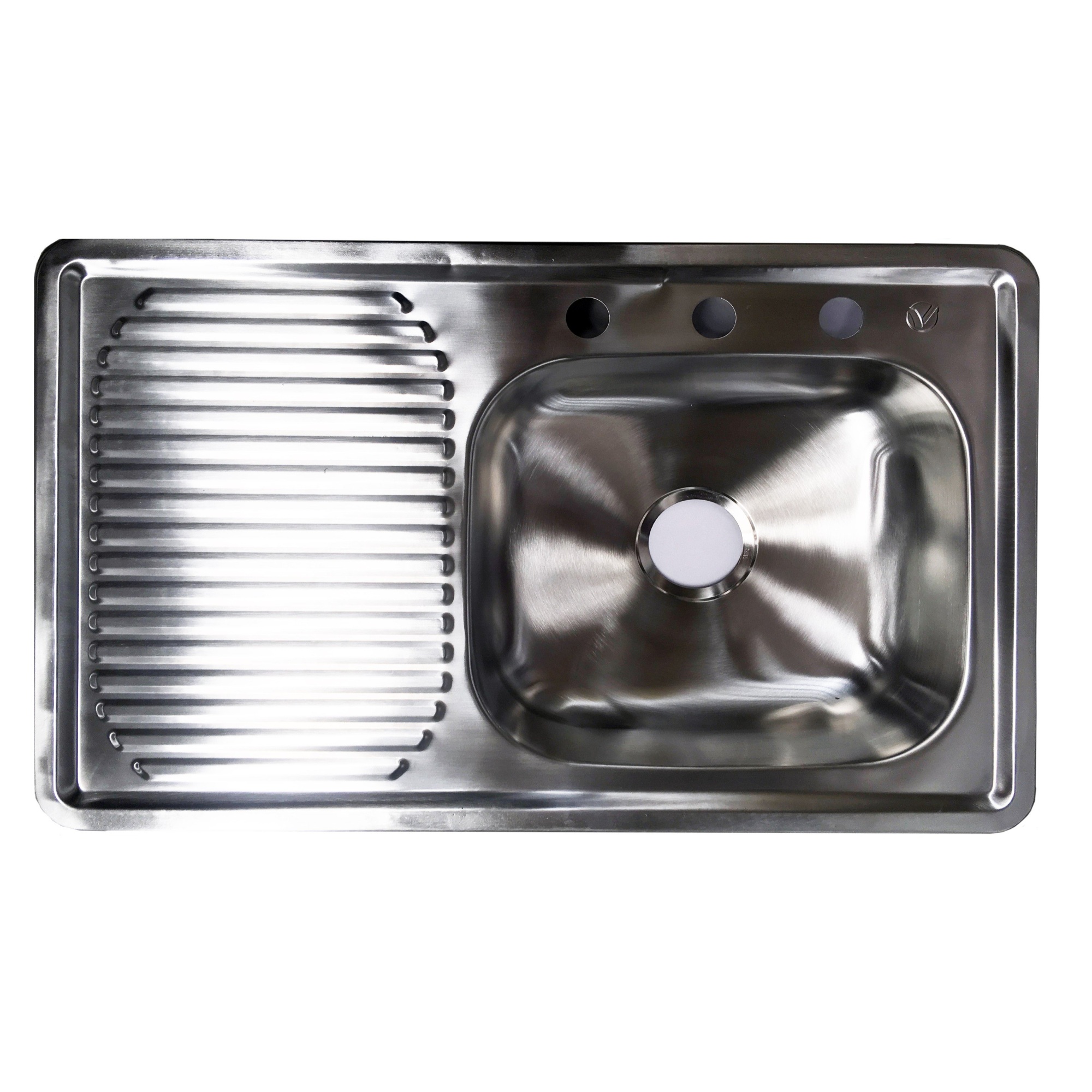 214023 VIANTI - Tarja de acero inoxidable 1 tina 1 escurridor izquierdo empotrar 80 x 50 x 15cm con 6 clips Vianti