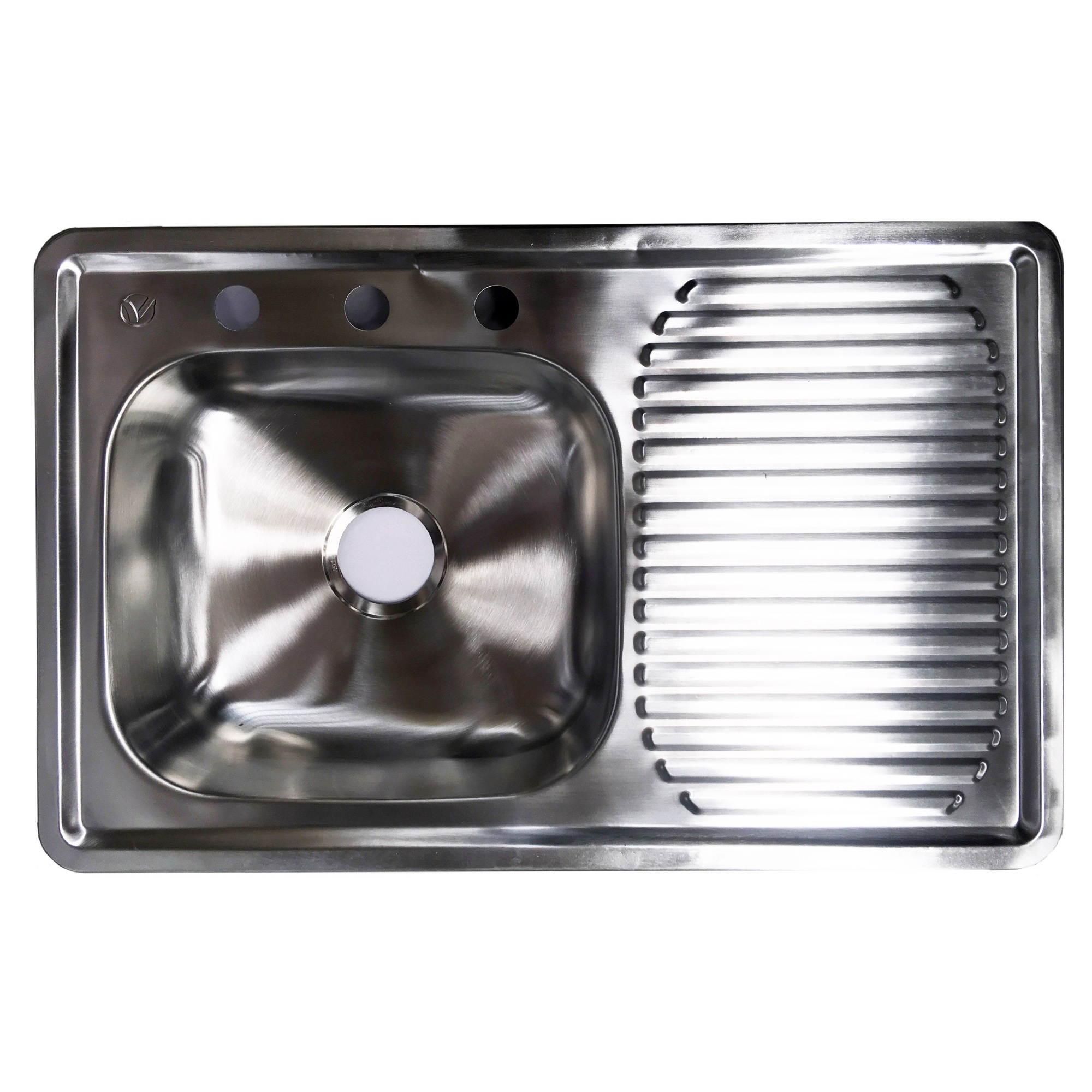 214024 VIANTI - Tarja de acero inoxidable 1 tina 1 escurridor derecha empotrar 80 x 50 x 15cm con 6 clips Vianti