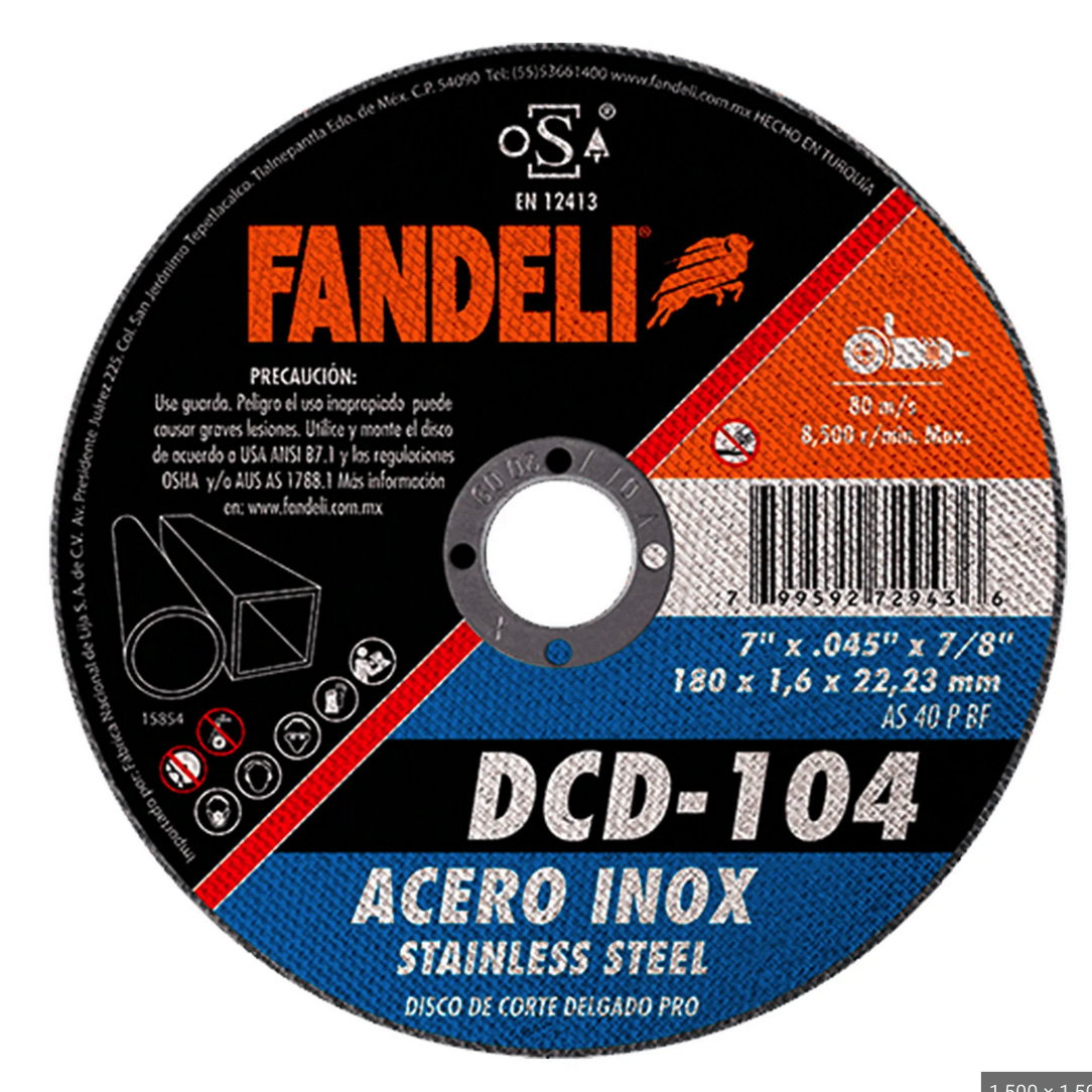 214980 FANDELI - Disco corte de acero inoxidable 7