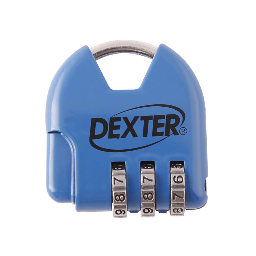 215442 DEXTER - Candado zamac 36mm combinacion 3 digitos azul en blister Dexter