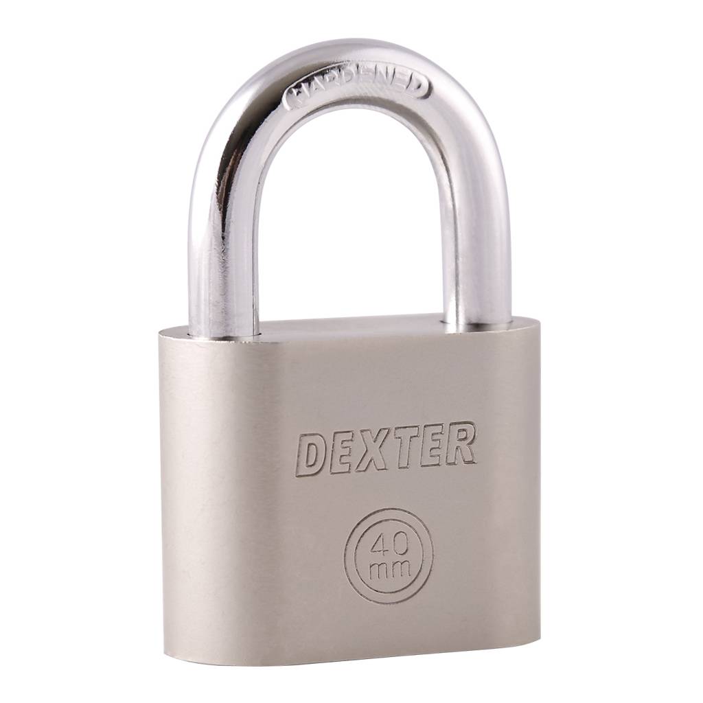 215444 DEXTER - Candado acero 40mm llave antigua gancho corto combinacion de disco Dexter