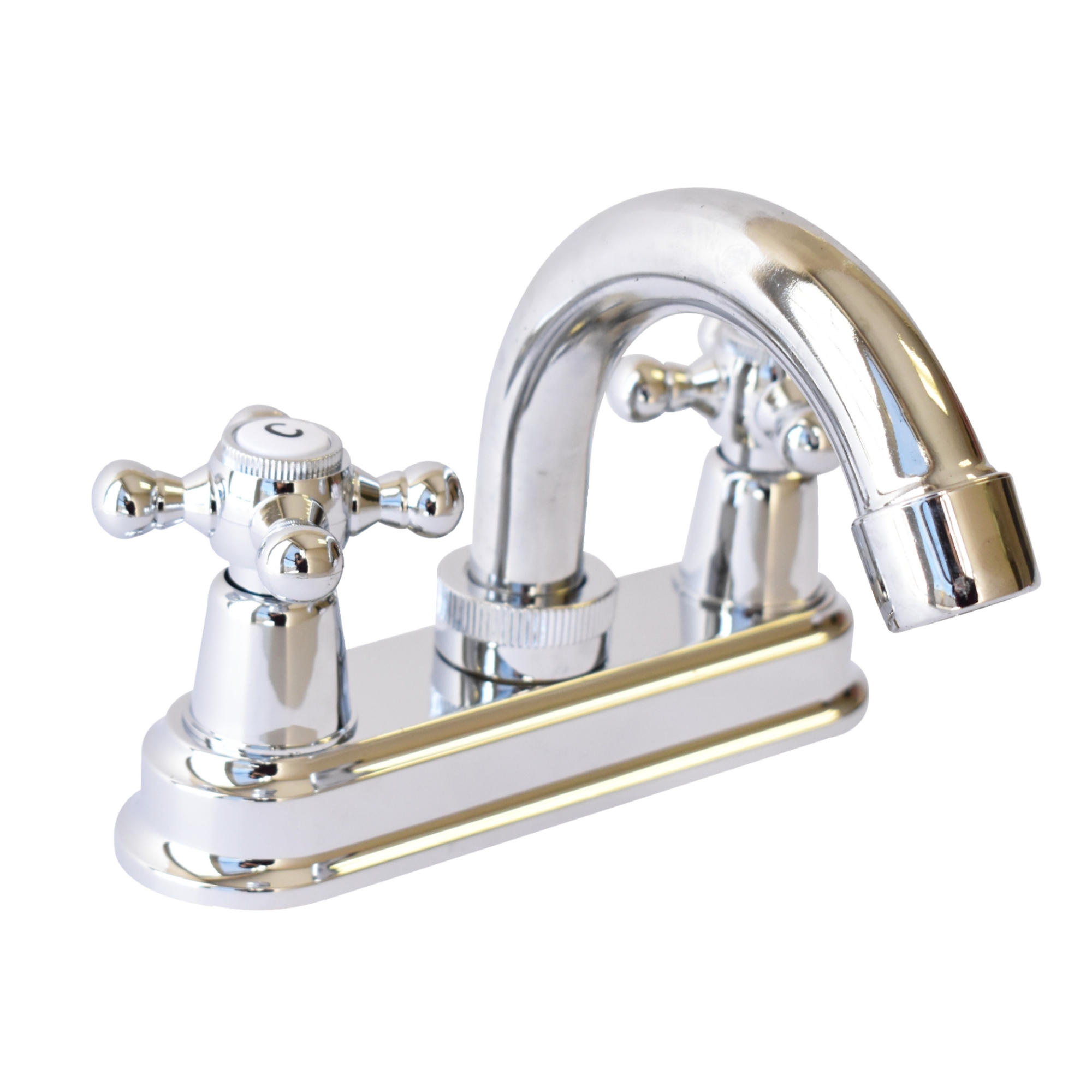 215501 VIANTI - Mezcladora lavabo plastica tipo curvo maneral cruz 1/4 de vuelta cromada MLVP006 Vianti