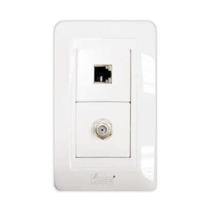 215938 KOE - Placa 2 vent c/toma telefonica y tv koe blanco 8177 FLEXIMATIC