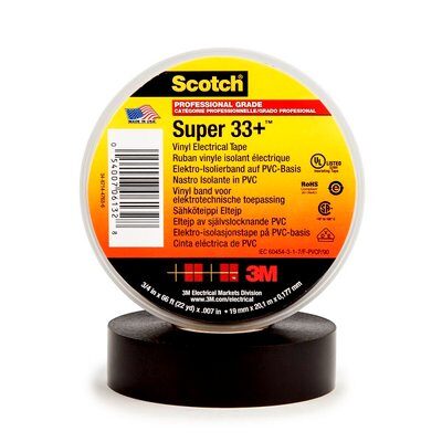228354 SCOTCH - Cinta de aislar 18mm x 20mts negra Super 33 Scotch 3M