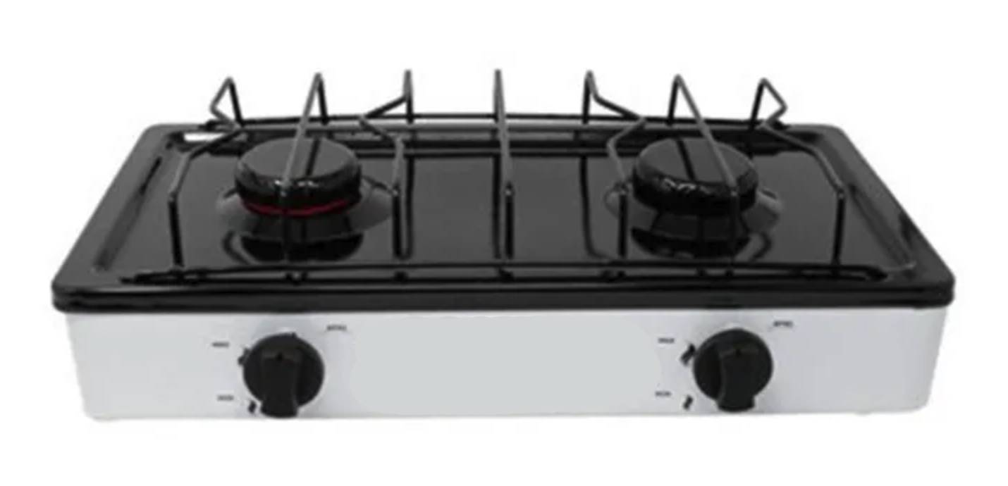 228471 VIANTI - Parrilla de gas 2 quemadores cubierta de porcelanizada blanca 303 Vianti