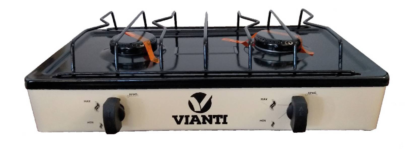 228472 VIANTI - Parrilla de gas 2 quemadores cubierta de porcelanizada avena 303 Vianti