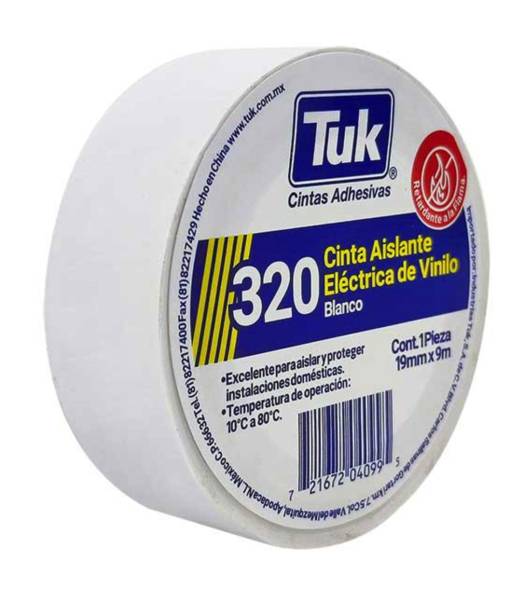 229267 TUK - Cinta de aislar 19mm x 18mts blanca 320 Tuk
