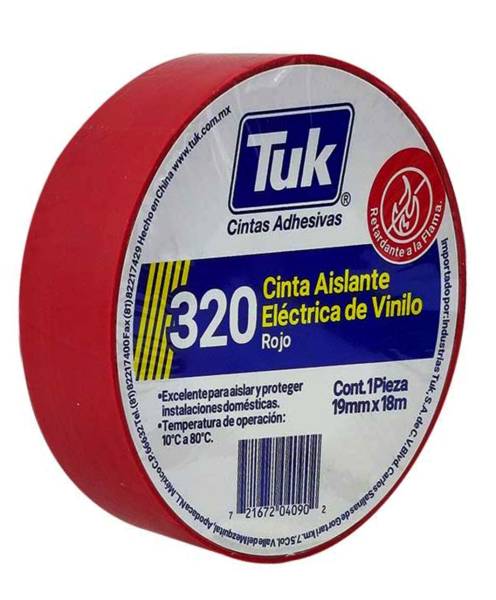 229268 TUK - Cinta de aislar 19mm x 18mts roja 320 Tuk