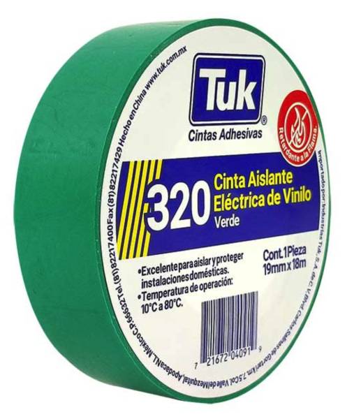 229274 TUK - Cinta de aislar 19mm x 09mts verde 320 Tuk