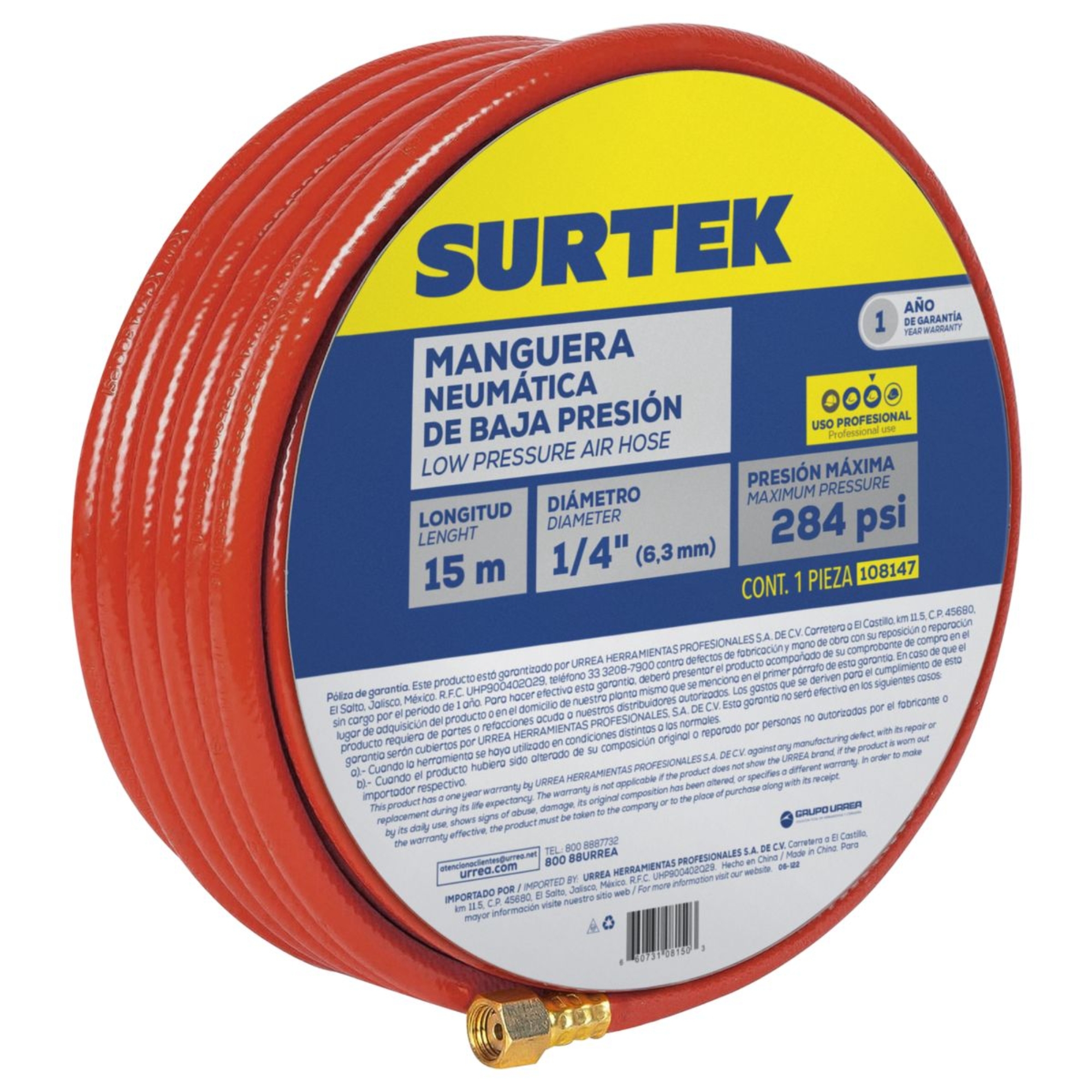 229510 SURTEK - Manguera para compresor PVC 1/4