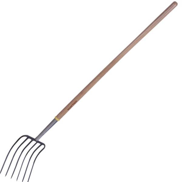 230227 SURTEK - Bieldo para paja forjado 6 dientes mango de madera 54