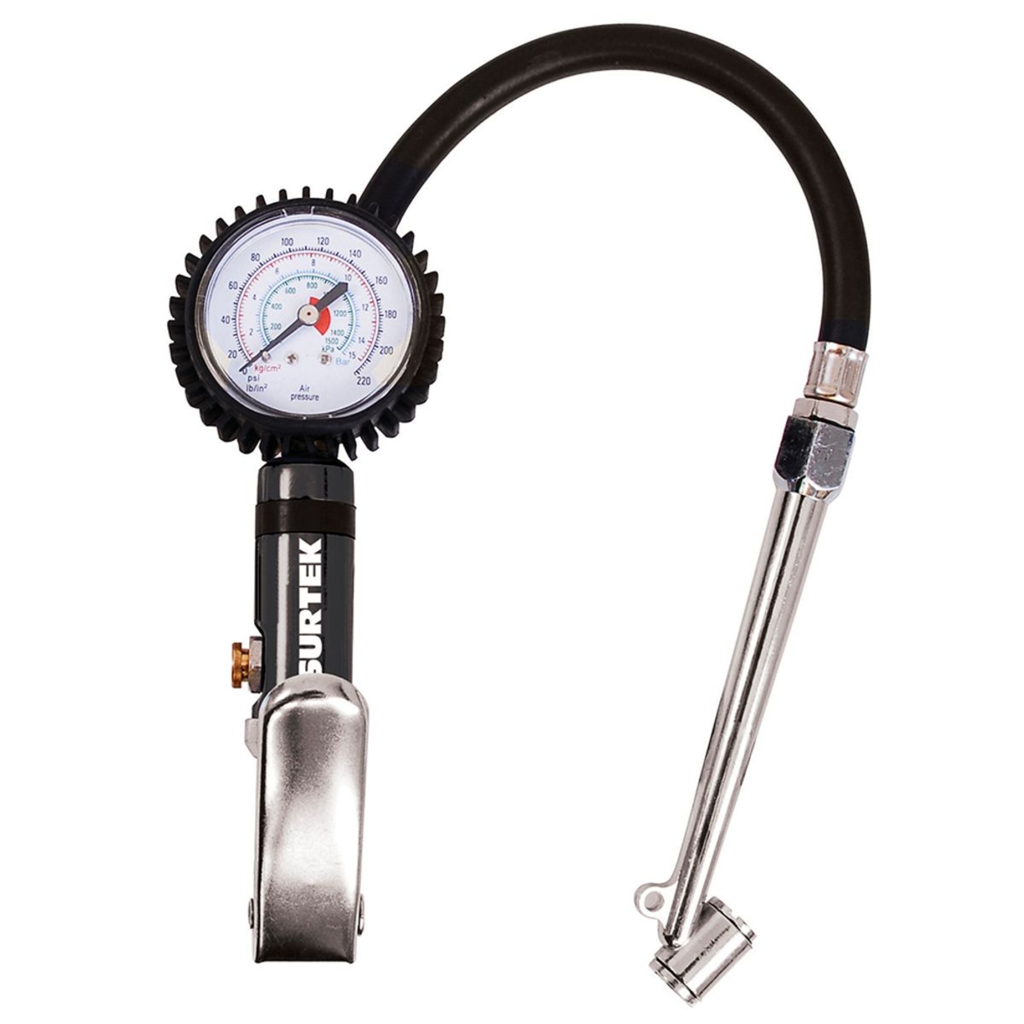 231837 SURTEK - Inflador doble con calibrador 220lbs metal Surtek