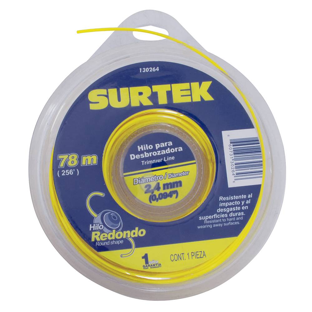232681 SURTEK - Hilo desbrozadora 2.4mm x 78mt amarillo blister 130264 Surtek