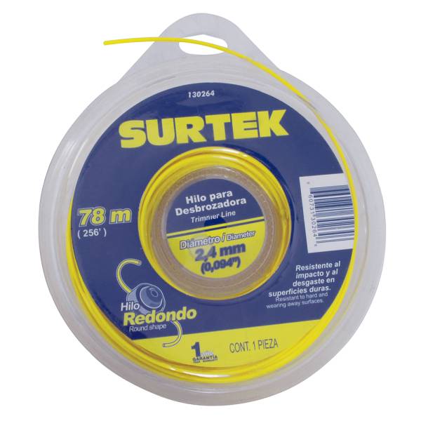 232681 SURTEK - Hilo desbrozadora 2.4mm x 78mt amarillo blister 130264 Surtek