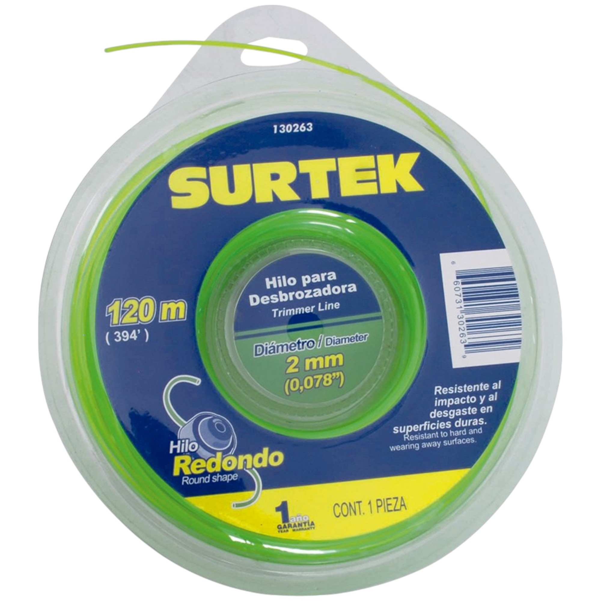 232691 SURTEK - Hilo desbrozadora 2.0mm x 120 mts verde blister Surtek
