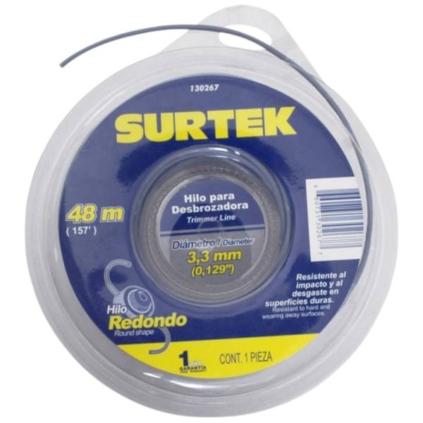 232692 SURTEK - Hilo desbrozadora 3.3mm x 48 mts gris blister Surtek