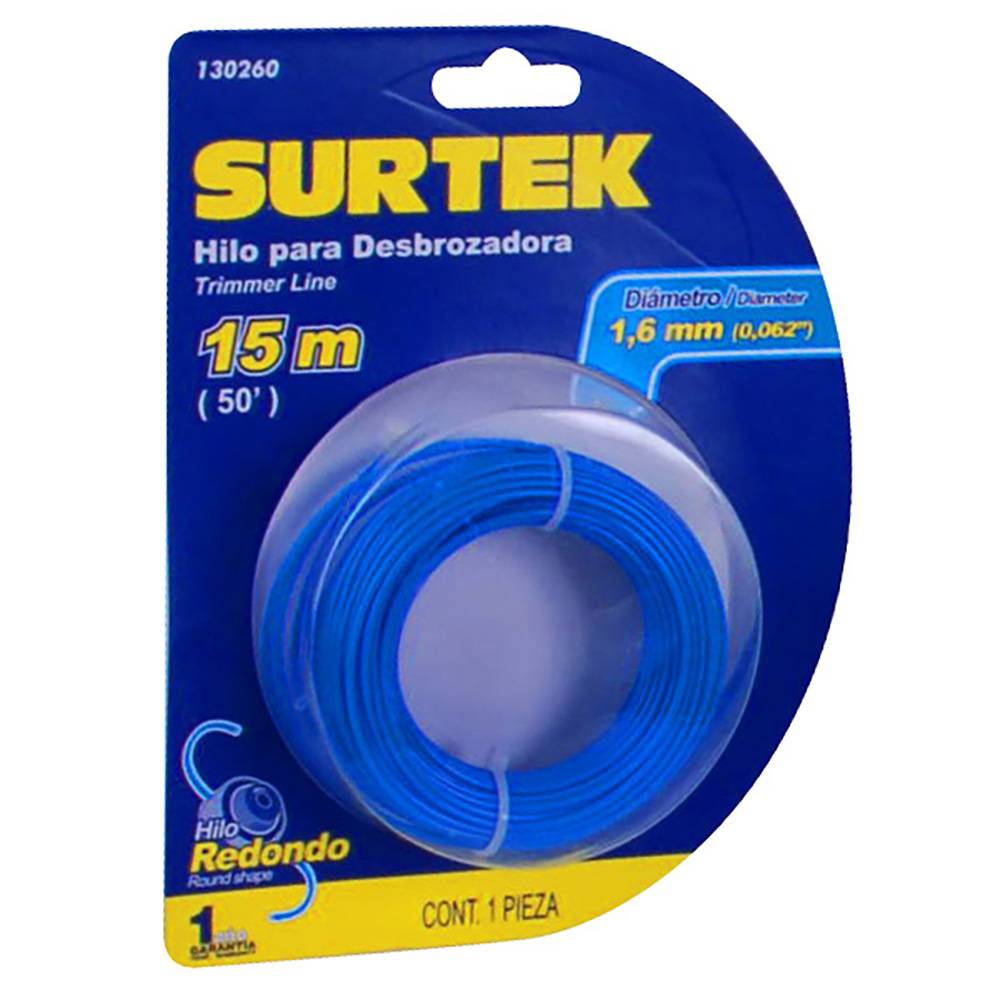 232752 SURTEK - Hilo desbrozadora 1.65mmx15mt azul blister 130260 Surtek