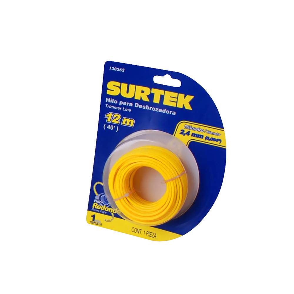 232754 SURTEK - Hilo desbrozadora 2.4mmx12mt amarillo blister 130262 Surtek