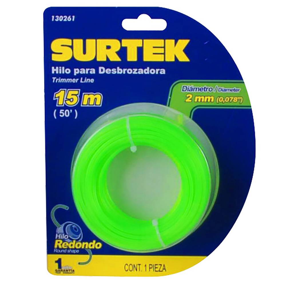 232842 SURTEK - Hilo desbrozadora 2.0mmx15mt verde blst 130261 Surtek