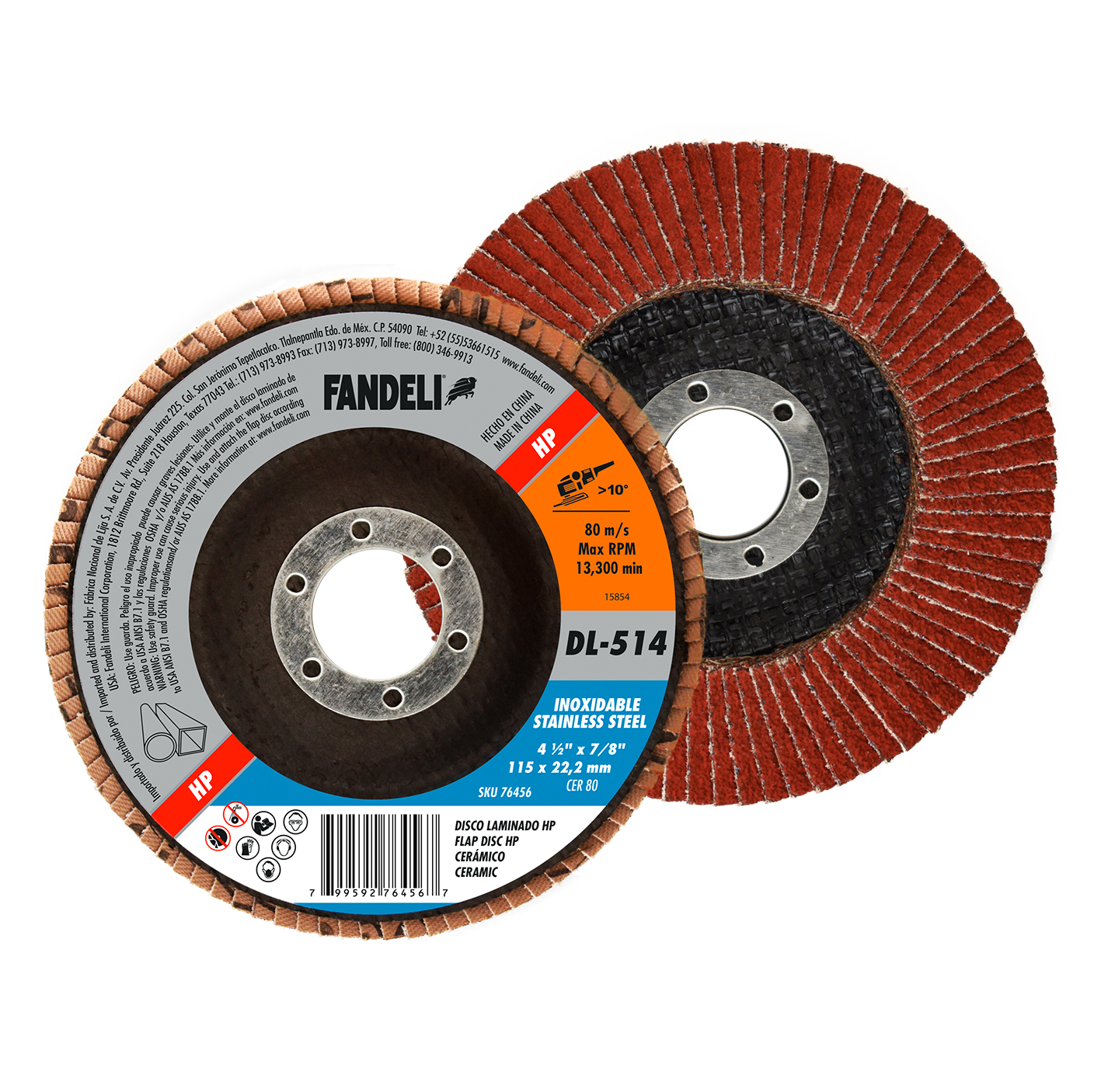 235082 FANDELI - Disco laminado de acero inoxidable 4-1/2