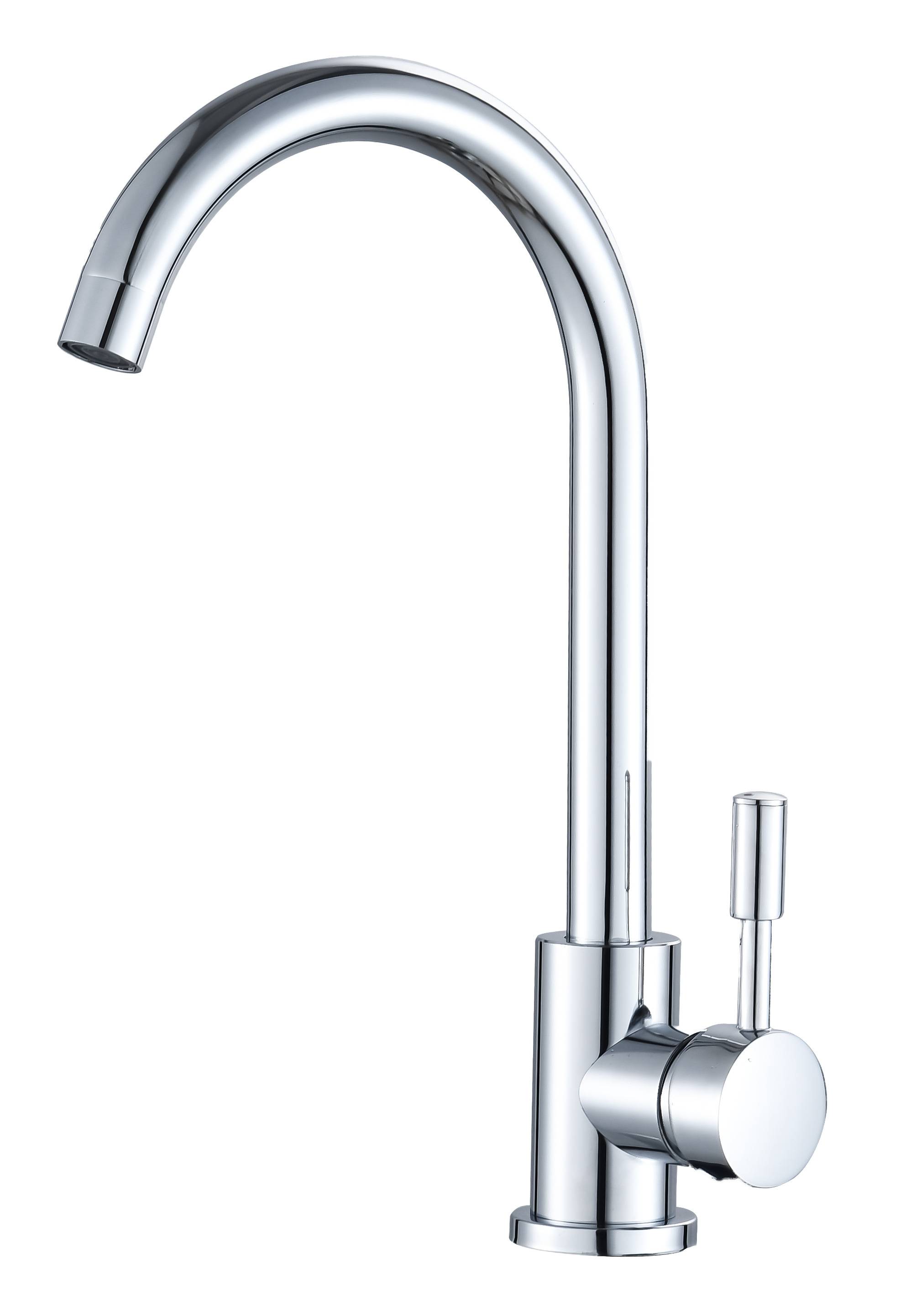 235455 VIANTI - Mezcladora monomando para fregadero laton tipo curvo maneral palanca cromada MFMZ004 Vianti