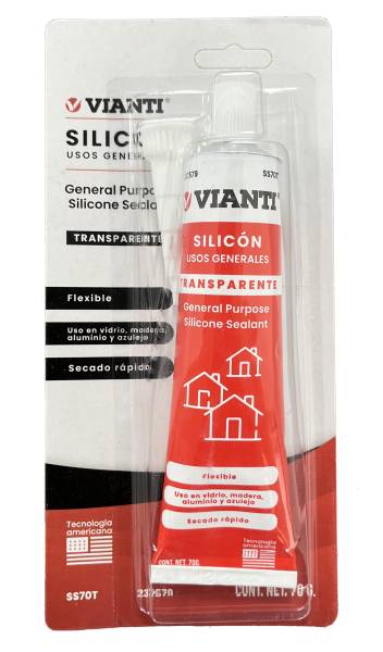 237579 VIANTI - Silicon multiusos blister 070gr transparente Vianti