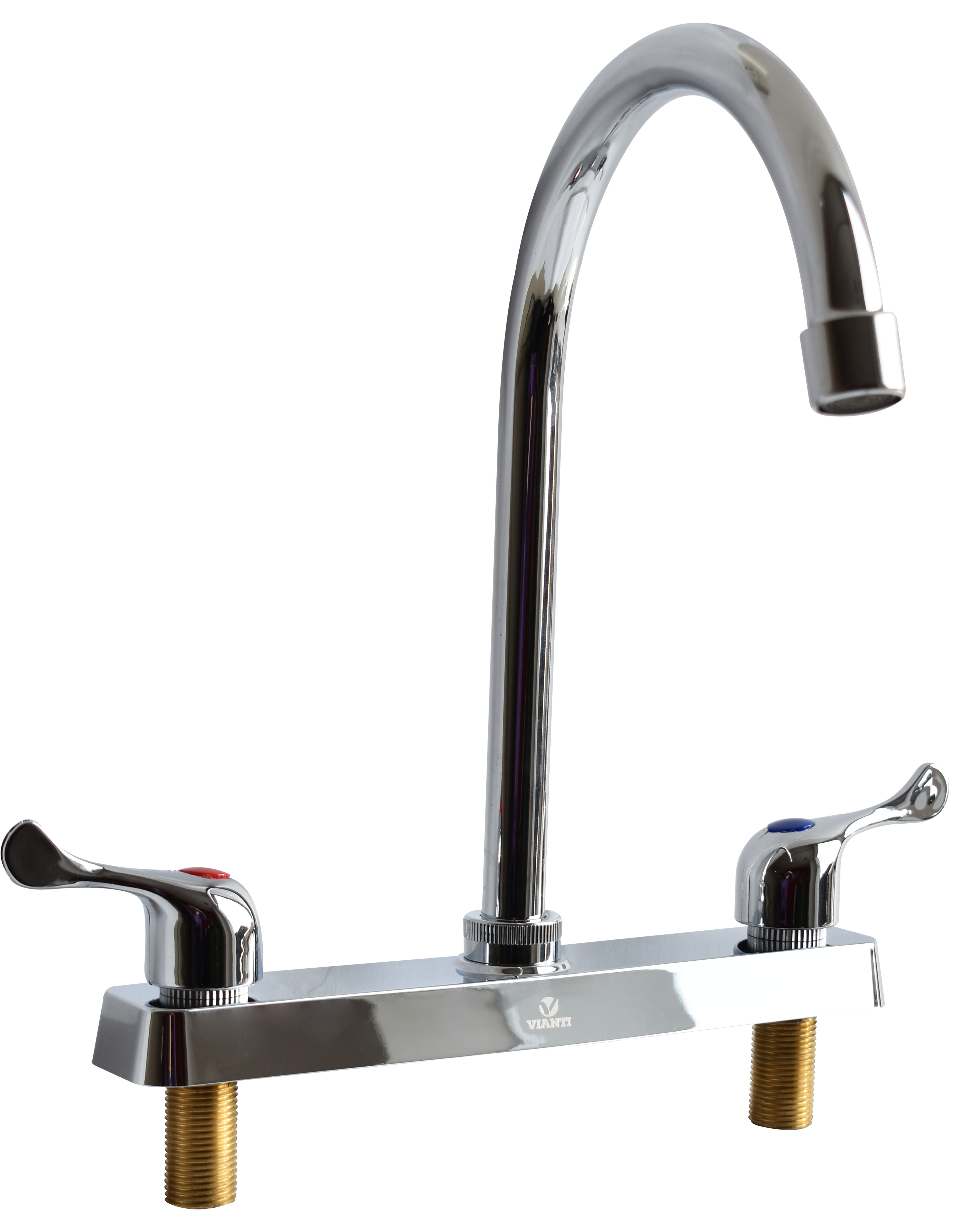238340 VIANTI - Mezcladora fregadero laton tipo curvo maneral palanca 1/4 de vuelta cromada MFV008 Vianti