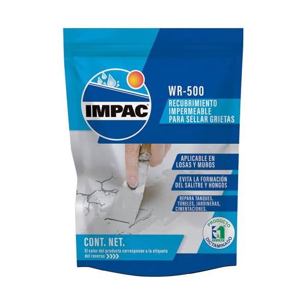 240756 IMPAC - Impermeabilizante cementar para grietas gris 1kg WR500 Impac