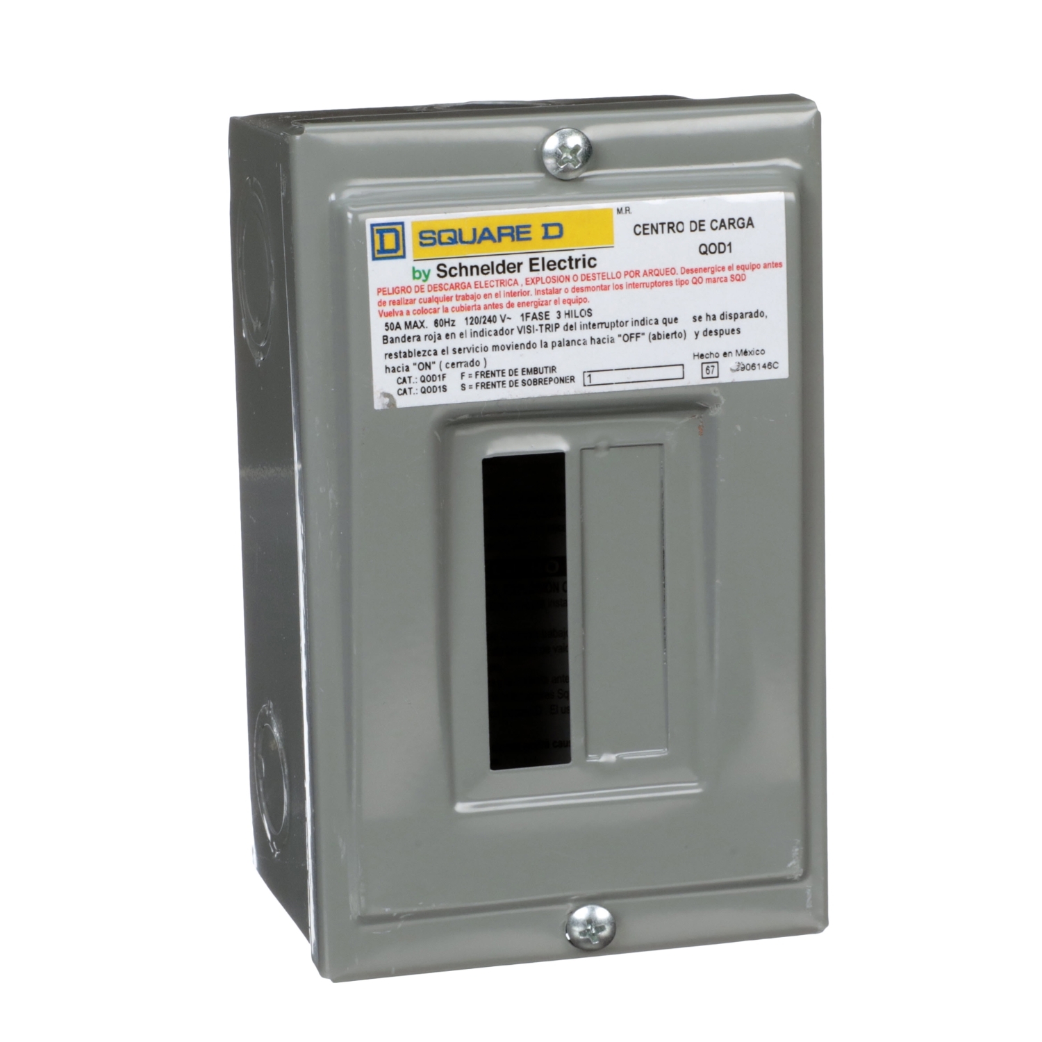 241619 SCHNEIDER - Centro de carga sobreponer 1 circuito 50a QOD1S Square D Schneider