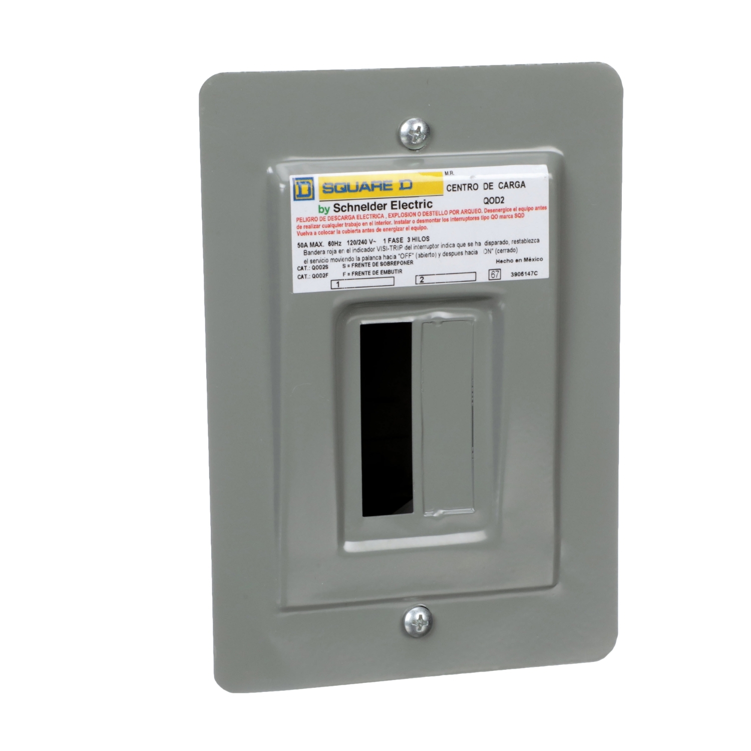 241620 SCHNEIDER - Centro de carga empotrable 2 circuitos 50a QOD2F Square D Schneider